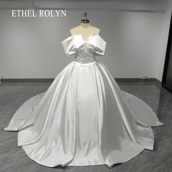  ЭТЕЛЬ РОЛИН Бальное платье Свадебное платье 2023 Элегантный вырез лодочкой Атласный соборный шлейф Свадебное платье принцессы Vestidos Novias De Saten