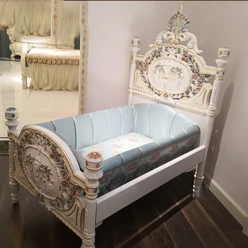  Итальянская роскошь, французская кроватка из массива дерева, большая семейная вилла, спальня, европейская детская кровать, мебель на заказ
