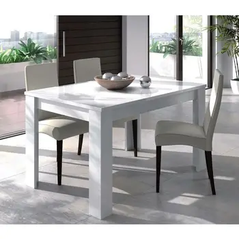  Обеденный стол, раздвижной, глянцевого белого цвета, 78 x 140 x 90 см