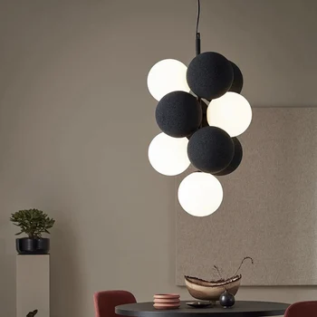  Новый флокированный шар кулон люстра освещение шведский креативный стеклянный шар светильник гостиная столовая спальня подвесной светильник