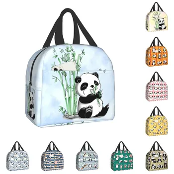   Panda Bear Изолированная сумка для ланча для кемпинга Путешествия Портативный термоохладитель Ланч-бокс Женщины Дети Работа Пикник Продукты Хранения Сумки