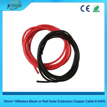 10 мм² 10-метровый черный или красный солнечный удлинитель медный кабель 8 AWG для солнечных панелей Подключение электрического кабеля с изоляцией из ПВХ