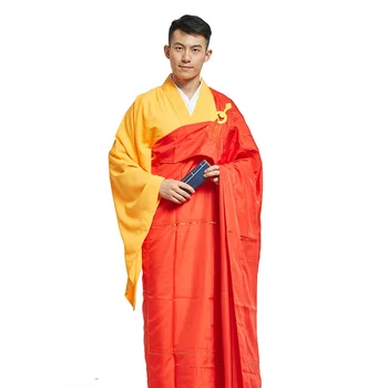 красный цвет Взрослые Буддийский монах Одежда для медитации Мантии Монахи Исповедь Длинное платье Хайцин Монах Одежда Плащ
