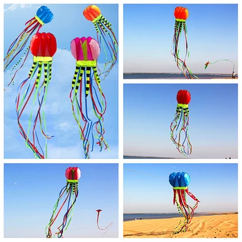 бесплатная доставка 8 м воздушные змеи медузы летающие для взрослых воздушные змеи линия нейлоновые воздушные змеи фабрика виндсерфинг уличные игрушки дракон воздушный змей рыба воздушный змей