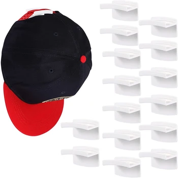  Клейкие крючки для шляп для стены (15 шт.) - минималистичный дизайн стойки для шляп, без сверления, вешалки для шляп с сильной фиксацией, белый