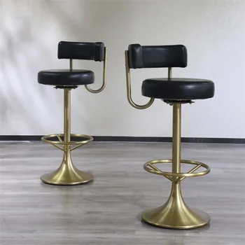   Высококачественный барный стул на стойке регистрации Nordic Light Роскошные барные стулья Простые модные барные стулья Бытовой вращающийся стул из нержавеющей стали