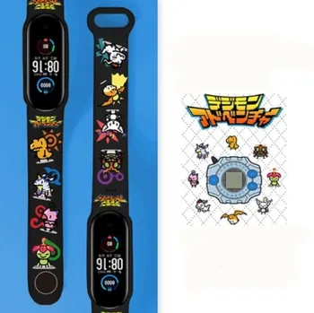  JP Anime Digimon Adventure Watchband Сменный ремешок для Xiaomi Mi Band 5 6 7 Силиконовый ремешок на запястье для Miband 3 4
