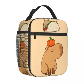  Capybara Taco Термоизолированные сумки для ланча Travel Animal Capybaras Многоразовый контейнер для обеда Термоохладитель Ланч-бокс