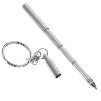  Выдвижной брелок в форме ручки Мини-металлический брелок для ключей Портативный телескопический шариковый брелок из нержавеющей стали Брелок Инструменты
