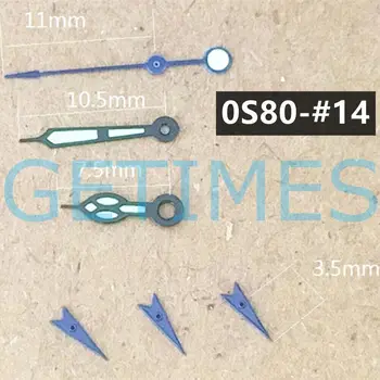  11 мм синяя отделка зеленые светящиеся стрелки часов для механизма Miyota 0S80