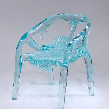  Простое кресло Домашний стул Прозрачный табурет с каплей воды Кристаллический стул для отдыха