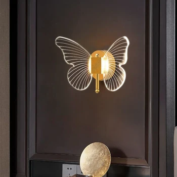  Современный светодиодный настенный светильник с бабочкой прикроватный настенный светильник Внутреннее освещение Домашняя спальня Украшение гостиной Фоновый светильник