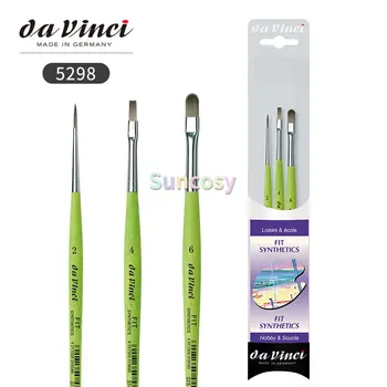  da Vinci Student Series 5298 Набор кистей для школы и хобби, синтетический с зеленой матовой ручкой, 3 кисти