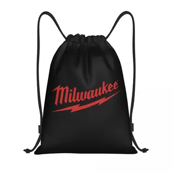  Milwaukees Logo Кулиска Сумка Женщины Мужчины Складной Спортзал Рюкзак Для Тренировок Хранение Рюкзаки