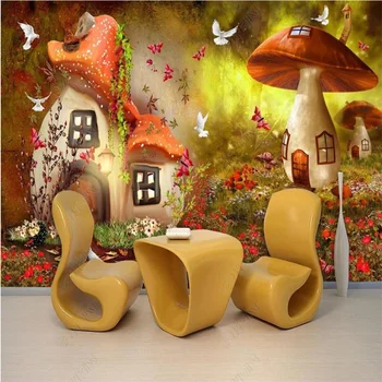  Изготовленный на заказ Сказочный мир Грибной дом Обои 3D Декор детской комнаты Настенные обои для детской комнаты Papel De Parede 3d