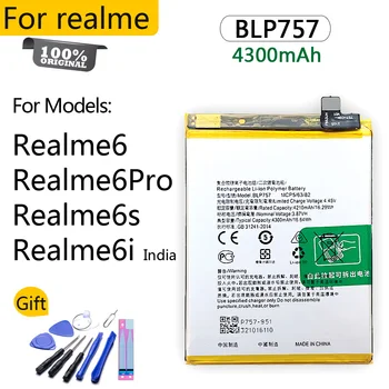  100% оригинальный аккумулятор BLP757 для Realme 6 6Pro 6s 4300 мАч Высококачественная сменная батарея