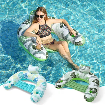  Надувной бассейн Плавающий стул Подстаканник Дизайн ПВХ Плавающая кровать для воды Складная с надувным насосом Удобные аксессуары для плавания