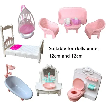  Для аксессуаров для куклы Барби кровать в европейском стиле ванна подвесное кресло диван стол и стул чайник чашка умывальник унитаз