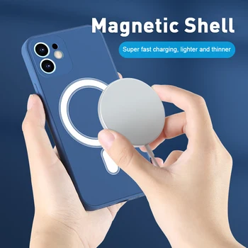  Оригинальный чехол с жидким силиконовым магнитом для iPhone 12 13 11 Pro Max X XS XR 7 8 Plus SE 3 Беспроводное зарядное устройство Magsafing Soft Cover