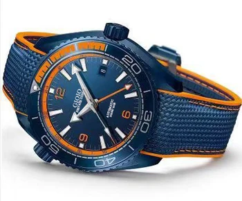 Роскошные мужские автоматические механические часы GMT Синий Черный Керамический Безель Нержавеющая сталь Сапфир Холст Резина