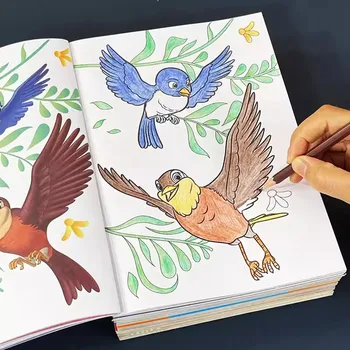 4 книги Мультяшные раскраски для детей Взрослые Антистрессовые животные Принцесса Автомобиль Ученик начальной школы Книга для рисования