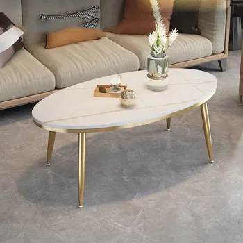  Роскошные журнальные столики из золота Современный металлический скандинавский минималистичный приставной столик Маленький мраморный эффект Mesa de Centro de Sala Мебель для дома