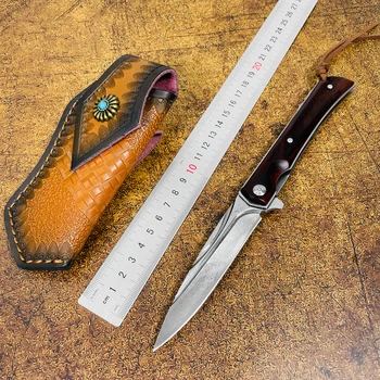   Складной нож Дамаск Высококачественный карманный нож для защиты кемпинга на открытом воздухе Острый портативный складной нож для переноски высокой твердости