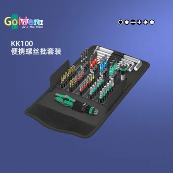  Wera 100 Kraftform Kompakt 52 шт. Бита для шуруповерта, магнитный держатель бит, микроручка и набор шестигранных ключей, 05057460001