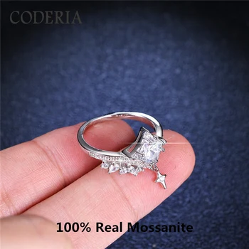  Created Moissanite Ring For Women D Color 1 Carat VVS Diamond Halo Luxury Обручальные кольца из стерлингового серебра 925 пробы