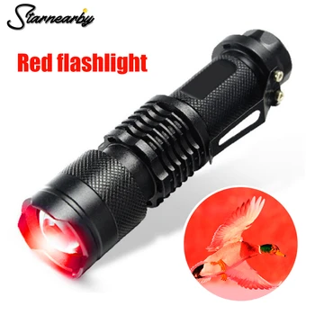  SK68 Красный фонарик Красный фонарик с регулируемым зумом Мощный светодиодный красный фонарик для охоты Мощный фонарьТактические фонари