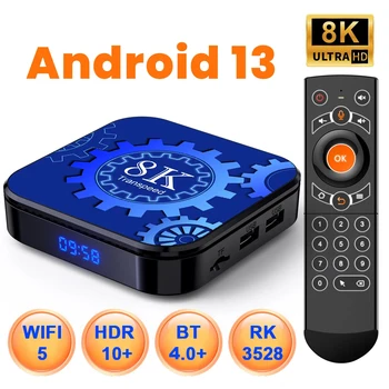  Transpeed Android 13 ТВ-бокс Wi-Fi6 Поддержка двойного Wi-Fi Видео 8K BT4.0 + RK3528 4K 3D голосовой медиаплеер Телевизионная приставка