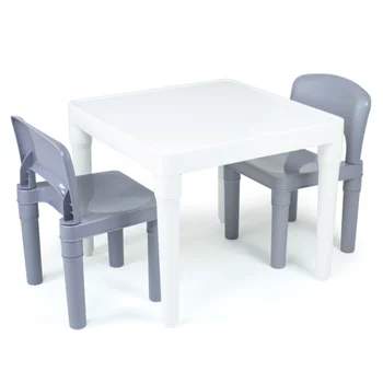  Humble Crew Springfield Child Dry Erase Пластиковый набор из 3 предметов и 2 стульев, белый/серый