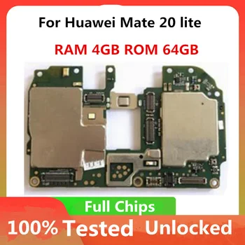  100% разблокирован для материнской платы HuaWei Mate 20 Lite 4 ГБ ОЗУ 64 ГБ ПЗУ Оригинальная основная логика Boar Full Chips для HuaWei Mate 20 Lite