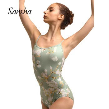  Sansha 2022 Новый женский купальник для танцев с камзолом из полиэстера с зеленым цветком и балетом 50BA1150P