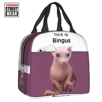  2023 Новый Это изолированная сумка для ланча Bingus для школьного офиса Kawaii Sphynx Cat Многоразовый кулер Thermal Bento Box Женщины Дети