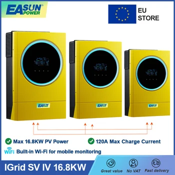  EASUN MPPT 16,8 кВт 48 В гибридный солнечный инвертор 230 В 450 В постоянного тока Встроенное солнечное зарядное устройство 120 А 3 фазы 380 В переменного тока с WIFI BMS