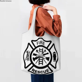  Многоразовая пожарно-спасательная сумка для покупок пожарного Женская холщовая сумка через плечо Моющаяся сумка для пожарных Продуктовый магазин Сумки Сумки