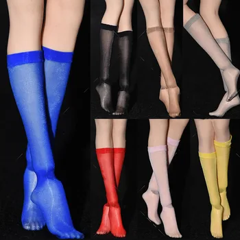  7 сплошных цветов Женские эластичные ультратонкие носки из телячьей кожи в масштабе 1/6 Японские студенческие носки для 12-дюймовой фигурки Модель тела