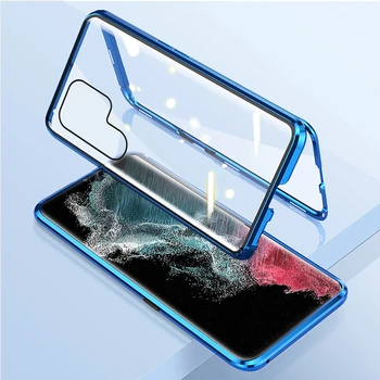  Магнитный двухсторонний чехол из закаленного стекла для Samsung Galaxy A53 A13 A72 A52 A42 A32 A12 S20 S21 S22 Ultra Plus Чехол прозрачный