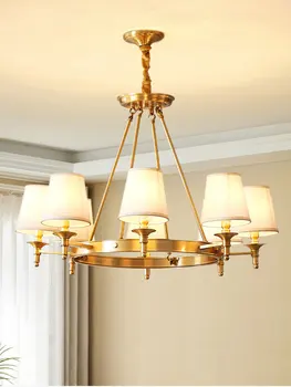  Современная медная люстра для гостиной Спальня Столовая над столом Дом 2023 Золотой круглый классический подвесной светодиодный подвесной светильник