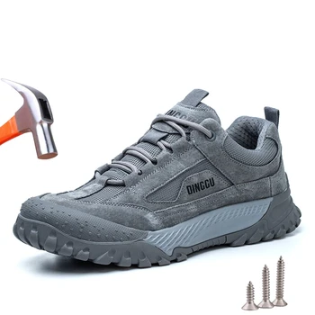  Мужская защитная обувь Рабочие кроссовки Дышащие Противоударные Антипроколы Неразрушимые Защитные Стальные Носки Обувь Рабочая Безопасность Ботинки