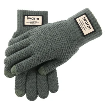  Зимние теплые плюс бархатные толстые эластичные спортивные фитнес-перчатки для верховой езды модные мужские шерстяные трикотажные перчатки для вождения с сенсорным экраном L46L