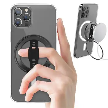  EWA MagOne Совместим с беспроводной зарядкой MagSafe Подставка для телефона с силиконовым ремешком на палец Съемный магнитный держатель кольца