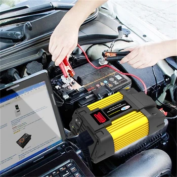   Автомобильный инвертор мощности Светодиодный дисплей батареи Трансформатор напряжения Автомобильный адаптер Модифицированная синусоидальная множественная защита для автомобильного дома на колесах