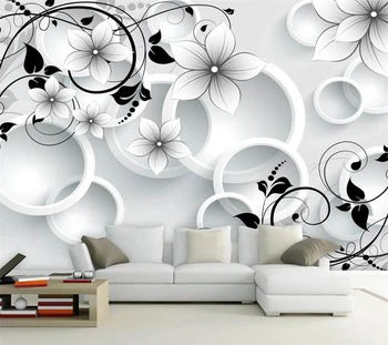  Пользовательские фотообои 3D трехмерный круг с пятью лепестками цветок, роскошная гостиная, телевизор, фон, стена, домашний декор, фреска