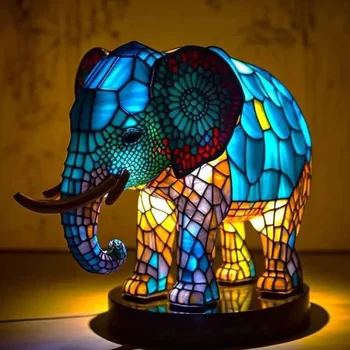  3D стереоскопический смоляной витраж с животными на столе Свет Ночник Сова Лошадь Настольная лампа для гостиной Украшение домашней спальни
