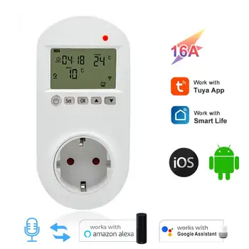  Tuya WiFi Программируемая умная розетка ЕС WIFI Термостат Электрический теплый пол 16А Поддержка голосового управления Amazon Alexa Home