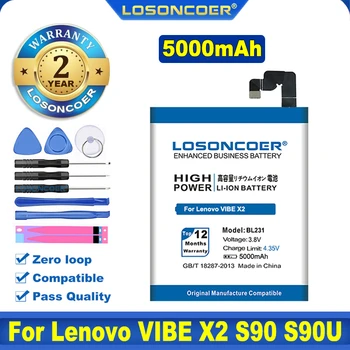  100% оригинальный аккумулятор LOSONCOER 5000 мАч BL231 для мобильного телефона Lenovo BL231 Lenovo VIBE X2 X2-TO X2-CU S90T S90U S90e S90