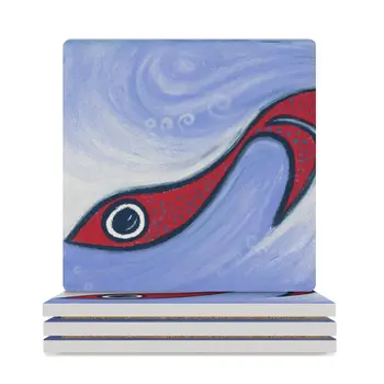  Маленькая красная рыбка Элегантно плавающие керамические подставки (квадратные) керамическая подставка для украшения стола и аксессуаров держатель Подставки
