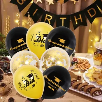  Поздравляем Grad Balloons Gold And Black Pack Выпускные шары Звездные шары Украшения для вечеринок 2023 Воздушный шар для декора выпускного